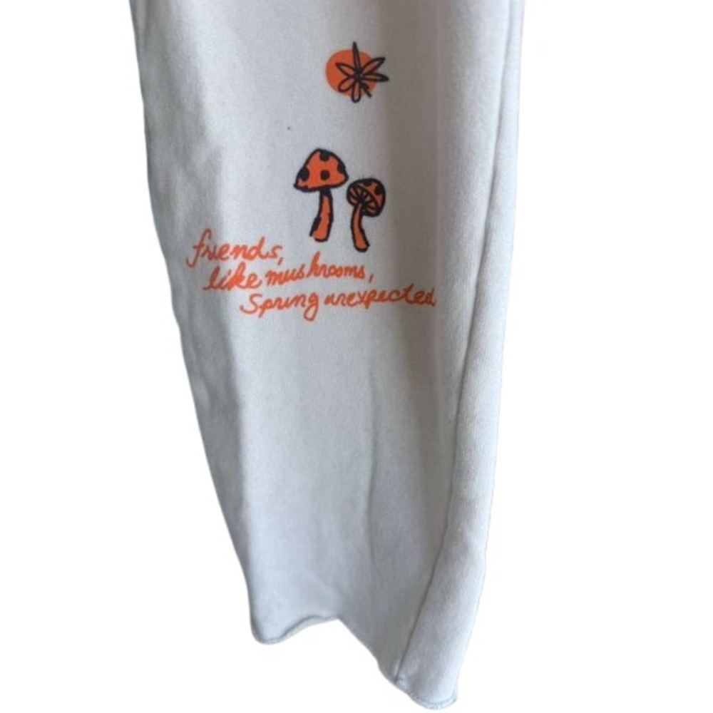 Mother Womens Cream Graphic Cotton Lounge Sweatpants Palm Tree Smiley Cozy Small - Picture 3 of 12